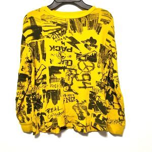 Old Navy boys sz 8 yellow Long Sleeve Waffle Shirt Novelty Graphic Design Tee